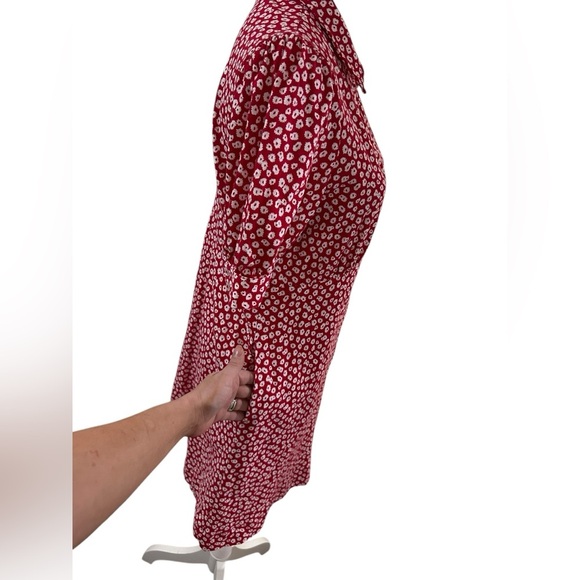 BODEN button down jersey Red Floral mini Dress Size 12P - Picture 7 of 9